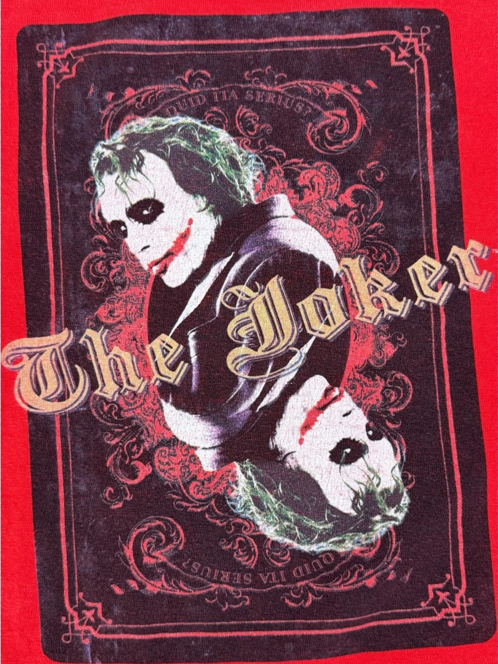 Vtg 2008 The Joker Dark Knight T-Shirt Heath Ledger Red XXL (s08) DC Comics